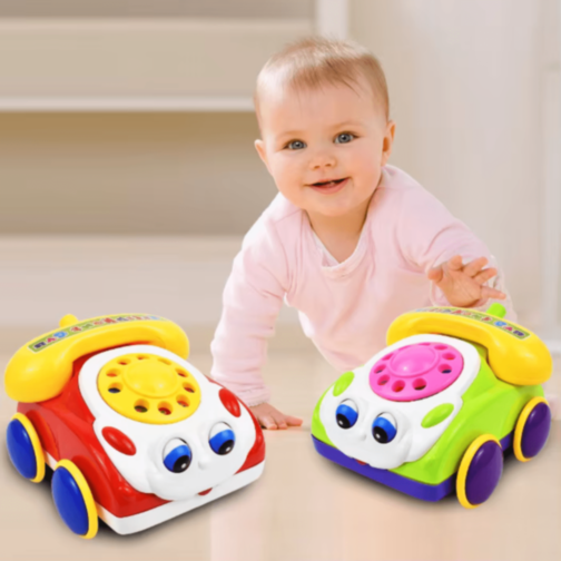 Telefon de jucărie interactiv cu mâner pentru copii 