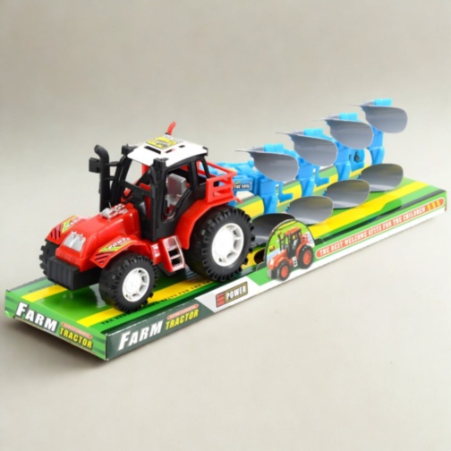 Tractor de fermă pentru copii cu plug (culoare aleatorie)
