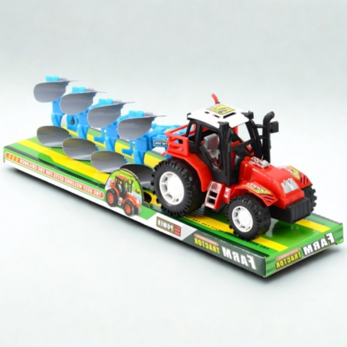 Tractor de fermă pentru copii cu plug (culoare aleatorie)