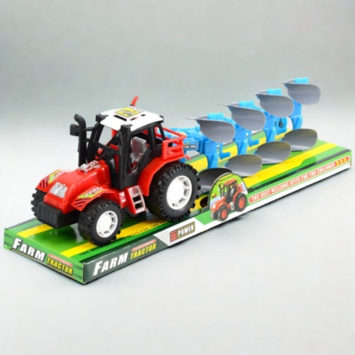 Tractor de fermă pentru copii cu plug (culoare aleatorie)