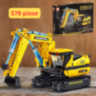 Excavator Hidraulic de Asamblat – 578 Piese, Macara STEM cu Mișcări Reale