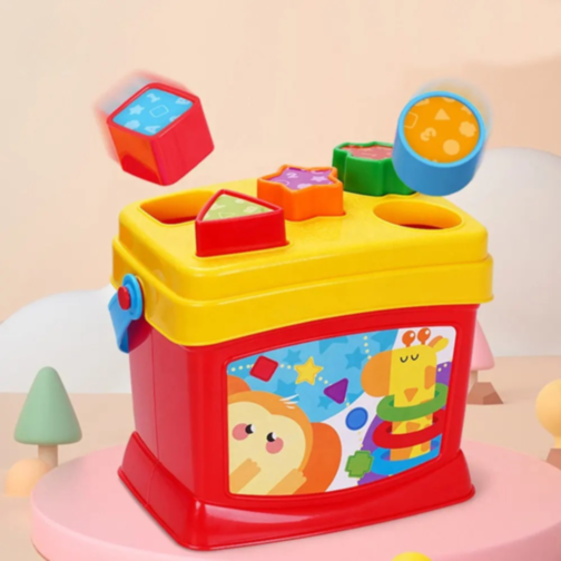 Set Educativ 2 în 1: Sortator de Forme și Piramidă cu Inele