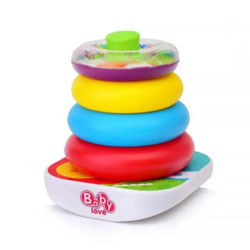 Set Educativ 2 în 1: Sortator de Forme și Piramidă cu Inele