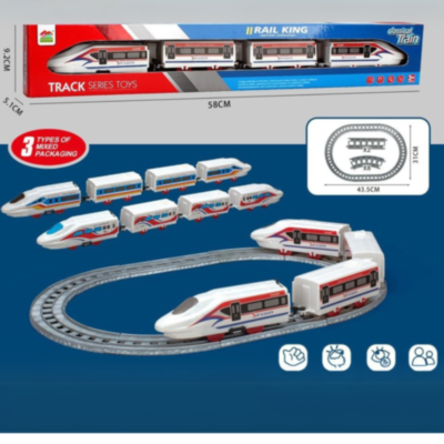 Trenuleț Electric pe Șine – Set cu Locomotivă și Vagoane, Lungime 58 cm | image