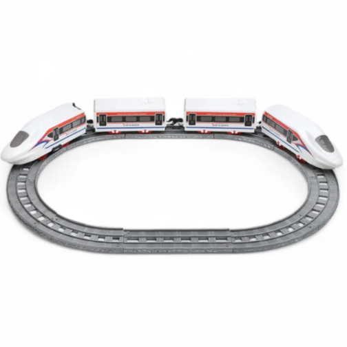 Trenuleț Electric pe Șine – Set cu Locomotivă și Vagoane, Lungime 58 cm