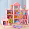 Casă de păpuși vilă roz 4 etaje, 245 piese