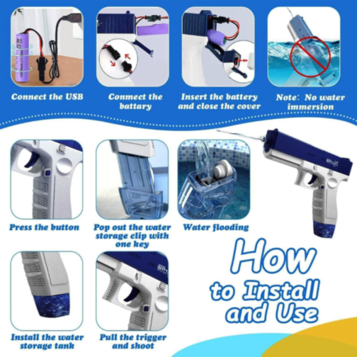 Pistol Electric cu Apă Reîncărcabil (roșu)
