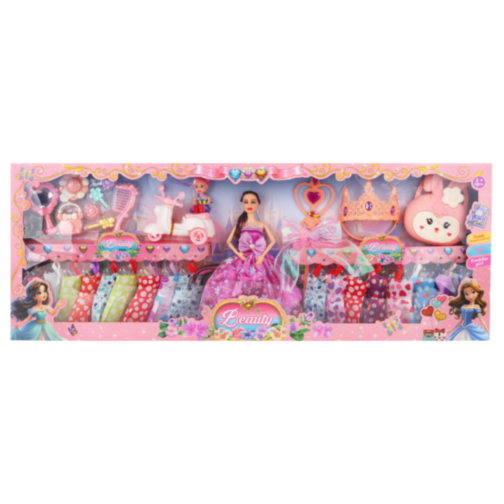 Set păpușă prințesă XXL cu 20+ rochii