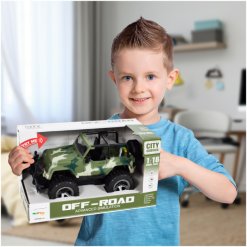 Mașină de Jucărie Jeep Off-Road Militar 1:16 cu Sunete, Lumini și Uși Mobile 