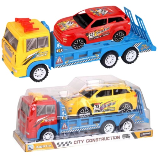 Camion transport auto copii cu mașină sport inclusă (culoare aleatorie)