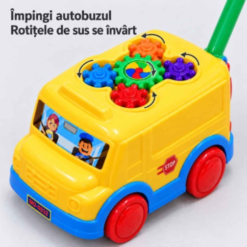 Autobuz de împins cu mâner și angrenaje colorate
