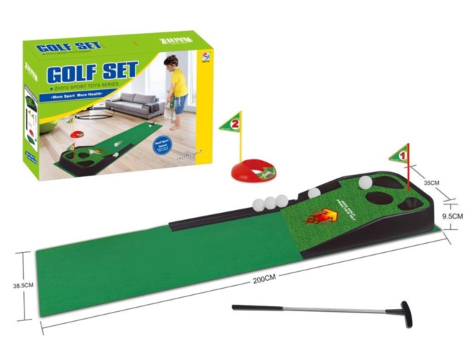 Set Mini Golf, Teren 200cm, 1 Crosă și 5 Mingi