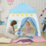 Căsuță de Joacă pentru Copii, Tip Cort cu Acoperiș Albastru și Stele Decorative