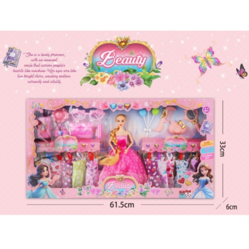 Set păpușă prințesă cu rochii și accesorii beauty