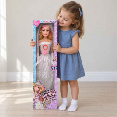 Păpușă mireasă muzicală de 76 cm, cu voal alb | image