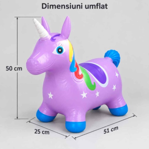 Unicorn gonflabil de sărit cu urechi pentru copii