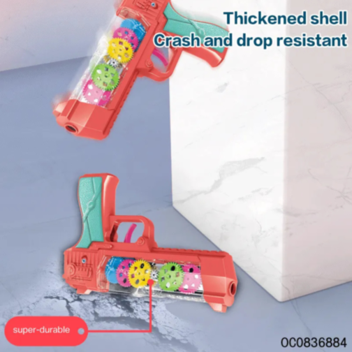 Pistol cu Efecte de Lumină și Vibrație – Jucărie Interactivă cu Roți Colorate