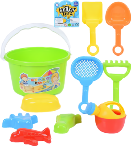 Găletușă cu 9 Accesorii de Nisip, 19cm 