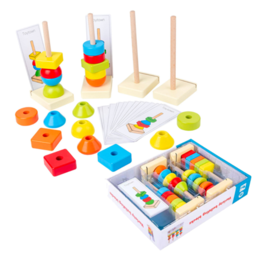 Set de Jucărie Montessori - Stivuire și Recunoaștere a Formelor