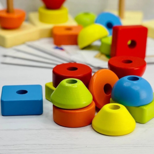 Set de Jucărie Montessori - Stivuire și Recunoaștere a Formelor