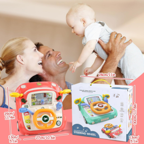 Volan Interactiv pentru Copii cu Lumină, Sunete și Funcții Educaționale (culoare aleatorie)