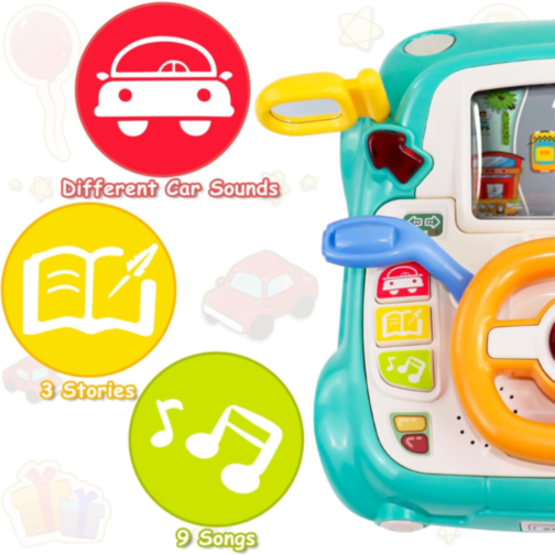 Volan Interactiv pentru Copii cu Lumină, Sunete și Funcții Educaționale (culoare aleatorie)