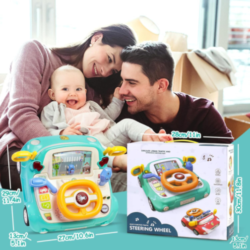 Volan Interactiv pentru Copii cu Lumină, Sunete și Funcții Educaționale (culoare aleatorie)