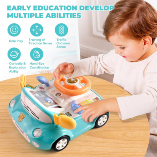 Volan Interactiv pentru Copii cu Lumină, Sunete și Funcții Educaționale (culoare aleatorie)