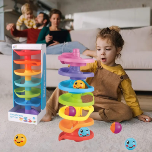 Turn cu Bile Colorate – Jucărie Educativă și Interactivă pentru Bebeluși