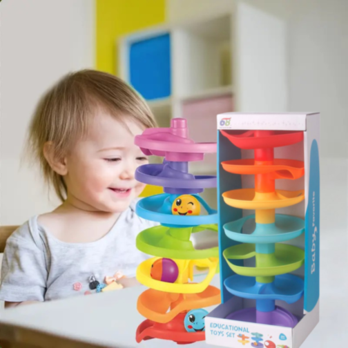 Turn cu Bile Colorate – Jucărie Educativă și Interactivă pentru Bebeluși