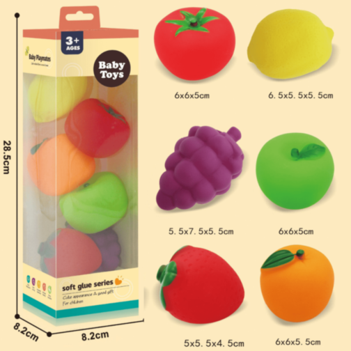 Set Fructe și Legume Moi din Silicon – 6 Buc