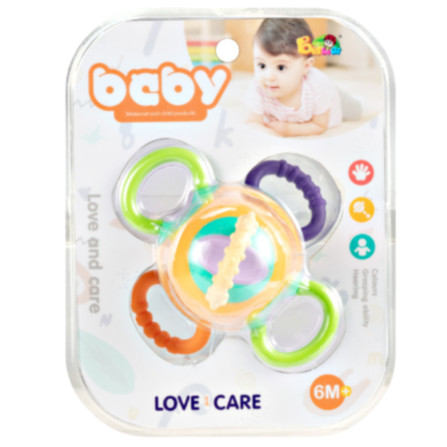 Jucărie pentru Bebeluși – Minge Rotativă cu Inele de Dentiție