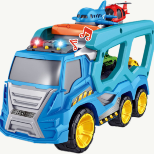 Camion Transportator cu Sunete, Lumină și Vehicule Incluse (culoare aleatorie)