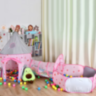 Set Cort Castel cu Tunel și Piscină de Bile, Roz, pentru Copii, Interior și Exterior