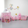Set Cort Castel cu Tunel și Piscină de Bile, Roz, pentru Copii, Interior și Exterior