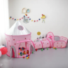 Set Cort Castel cu Tunel și Piscină de Bile, Roz, pentru Copii, Interior și Exterior