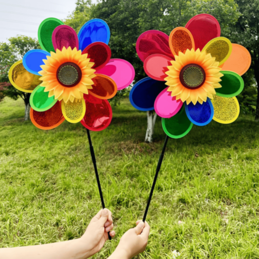 Morisca Colorată Floare cu Petale Curcubeu 73cm