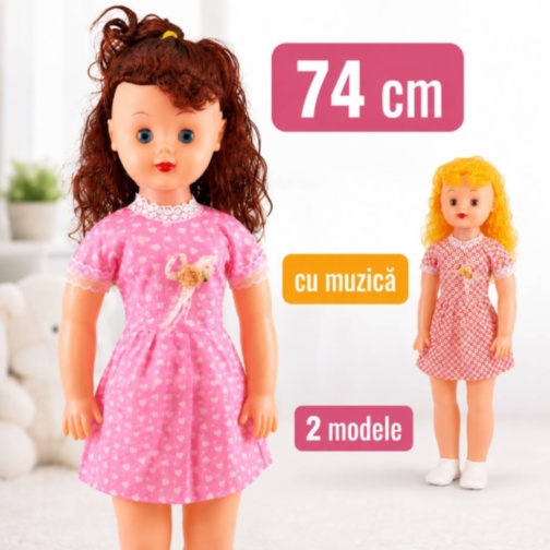 Păpușă mare muzicală 74 cm, model aleatoriu