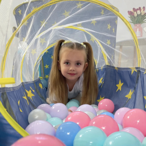 Set Cort de Joacă 3 în 1 pentru Copii, Castel Albastru cu Tunel și Piscină de Bile, Interior și Exterior