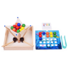 Joc Montessori din Lemn 3 în 1 – Prinde, Sortează și Potrivește Bile Colorate