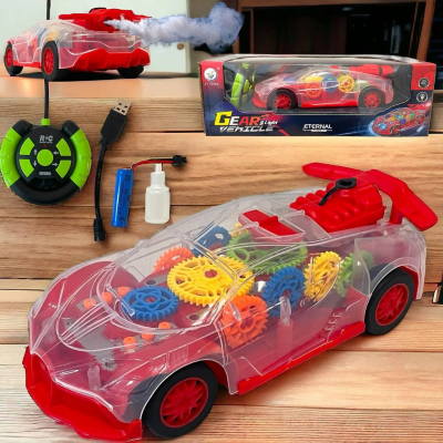 Mașinuță de Jucărie Transparentă cu Lumini, Abur și Telecomandă | image