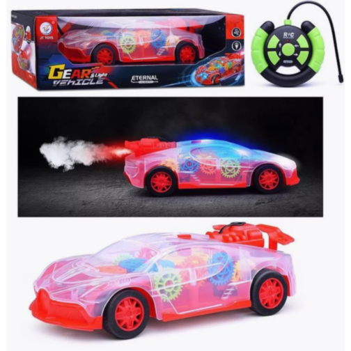 Mașinuță de Jucărie Transparentă cu Lumini, Abur și Telecomandă