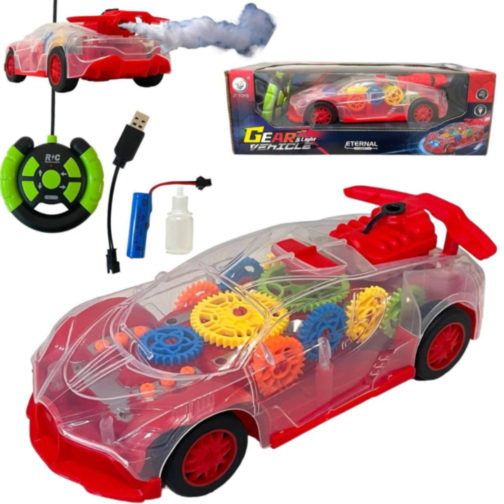 Mașinuță de Jucărie Transparentă cu Lumini, Abur și Telecomandă