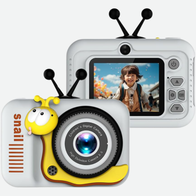 Aparat Foto Digital pentru Copii – Design Creativ Melc, Funcții Video și Jocuri (culoare aleatorie) | image