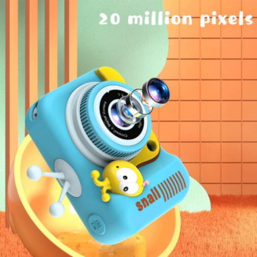 Aparat Foto Digital pentru Copii – Design Creativ Melc, Funcții Video și Jocuri (culoare aleatorie)