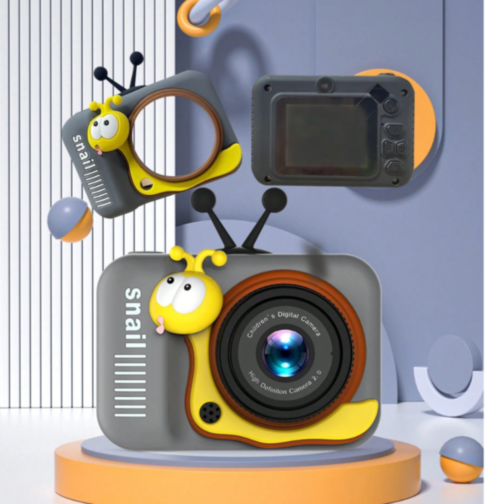 Aparat Foto Digital pentru Copii – Design Creativ Melc, Funcții Video și Jocuri (culoare aleatorie)