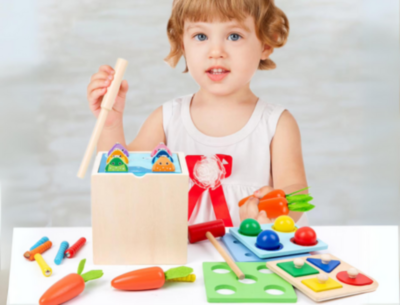 Cub Montessori Lemn 8 în 1 cu Legume și Pescuit | image