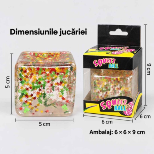Cub squishy maltose transparent cu steluțe pentru copii 3+