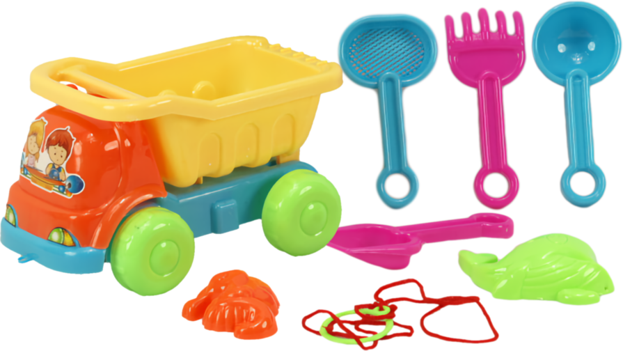 Mini Camion cu 6 Accesorii de Nisip, 16cm