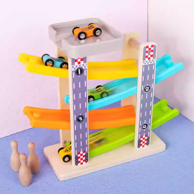 Circuit de Mașinuțe Colorate din Lemn pentru Copii | image